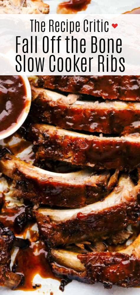 These Slow Cooker ribs are going to melt in your mouth and fall off the bone! They are cooked low and slow so they are perfectly tender and then covered in a sauce that's absolutely to die for! Slow Cooker Ribs Recipe, Short Ribs Slow Cooker, Crockpot Ribs, Slow Cooker Ribs, Pork Rib Recipes, Bbq Sauce Homemade, Slow Cooker Pork, Spare Ribs, Crockpot Recipes Slow Cooker