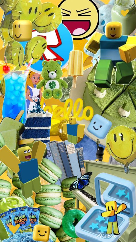 #roblox #noob #yellow #wallpaper #blue #green #oldroblox #loveyourself Roblox Wallpaper, Roblox Noob, Yellow Wallpaper, Blue Green, Flag, Yellow, Green, Blue