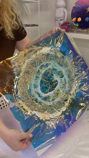 Resin Workshop, Dubai Art, Resin Pour, Ocean Colors, Window Film, The Wave, Clear Resin, Paper Cup, The Window