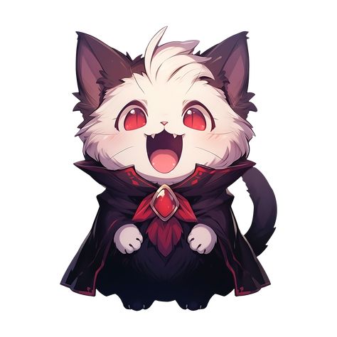 Cute Kawaii Vampire Cat Dracula Halloween Bite Sticker Vampire Cute Drawing, Cute Vampire Drawing, Cute Dracula, Kawaii Vampire, Chibi Vampire, Halloween Bites, Vampire Manga, Cute Vampire, Wizard Cat