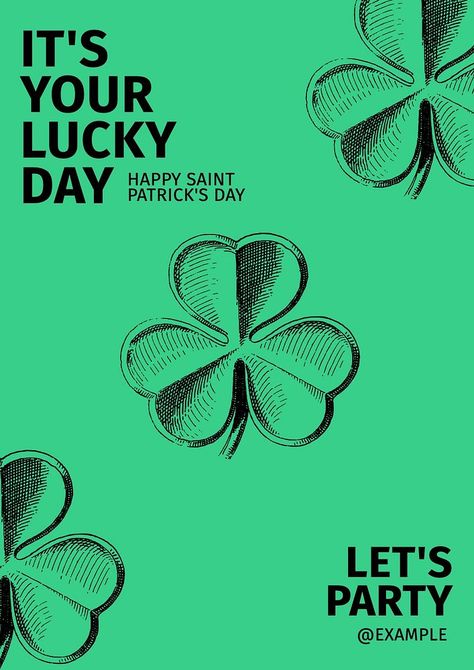 St Patrick's Day Design, St Patricks Day Poster, Saint Patrick’s Day, St Patricks Day Aesthetic, Idea Template, San Patrick Day, Saint Patricks Day Art, Minimal Template, Brag Tags