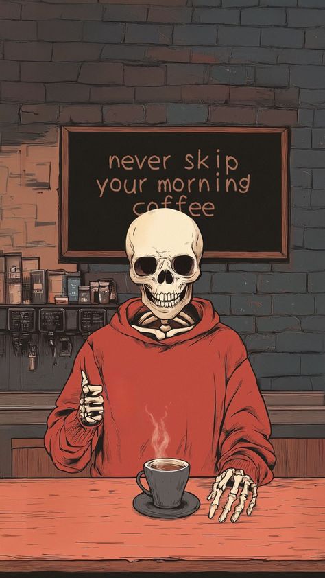 Coffee Background, Minimalist Wallpaper Phone, Skeleton Artwork, Coffee Artwork, Coffee Photo, Amoled Wallpapers, Disney Fun Facts, Skull Lover, Skeleton Art