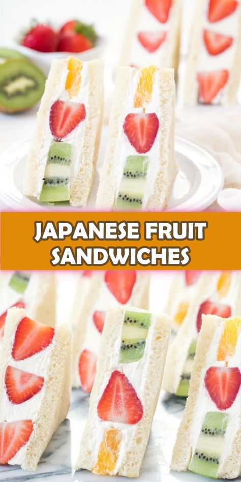 JAPANESE FRUIT SANDWICHES - Cook, Taste, Eat Japanese Milk Bread Sandwich, Japanese Fruit Sandwiches, Japanese Fruit Sandwich Recipe, Fruit Sandwiches, Japanese Fruit, Japenese Food, Japanese Bakery, Tea Party Sandwiches, Fruit Sandwich