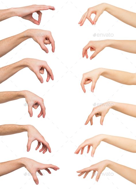 Set of white man and woman hands. Hand picking up something by Prostock-studio. Taking, measuring. Set of caucasian male and female hands grab some items. Isolated at white background #Affiliate #Hand, #hands, #Prostock, #picking Woman Hands, Man Hand, Female Hands, Hand Drawing Reference, Hand Reference, Human Reference, Body Anatomy, Seni Cat Air, Human Poses Reference