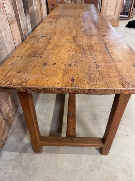 Antique French Country Breton Oak Farmhouse Refectory Table, C 1830. L233 | Vinterior Refrectory Table, Vintage Workbench, Oak Farmhouse Table, Kitchen Work Tables, Oak Farmhouse, Antique French Country, Refectory Table, Antique Kitchen, Building Material