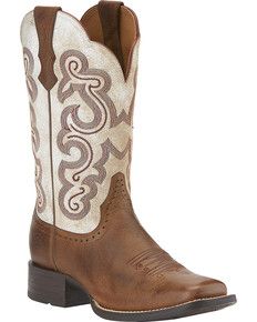 Ariat Womens Quickdraw Cowgirl Boots - Square Toe, Brown Cowgirl Boots Square Toe, Classic Black Boots, Boots For Ladies, Bota Country, Dr Shoes, Wedding Boots, Ariat Boots, Estilo Country, Boots Square Toe