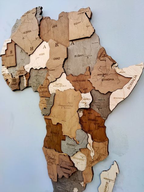 Wooden Map of Africa for Wall Decoration. Office Decor and - Etsy Greece Map On Wall, Wooden Wall Art Decor, Map Of Africa, African Map, Wooden Map, Africa Map, Small Office, Dec 12, Wooden Wall Art