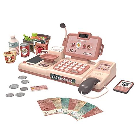 Cash Register Toy, Play Cash Register, Ece Activities, Math Money, Toy Cash Register, Kids Shopping, Toy Kitchen Set, Kids Toy Shop, Play Food Set