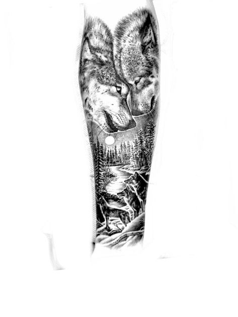 Wolf Family Tattoo Design, Wolf Family Tattoos For Men, Animal Family Tattoo, Wolf Family Tattoo, Half Sleeve Tattoos Wolf, Two Wolves Tattoo, Wolf Tattoos For Men, Men Tattoos Arm, Tattoos Arm Sleeve