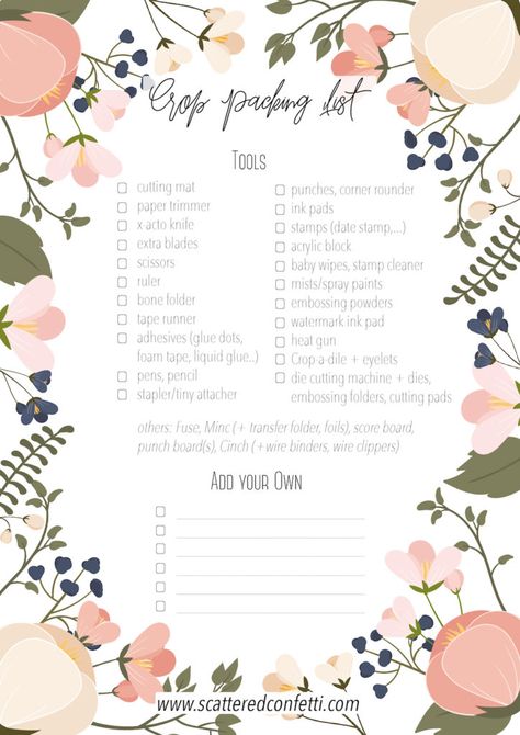 My Scrapbooking Crop Essentials + FREE printable Checklist! · Scattered Confetti Scrapbook Retreat Packing, Scrapbooking Crop, Crop Ideas, Scrapbooking Retreats, Craft Retreat, Retreat Ideas, Scrapbook Stuff, Scrapbook Room, Printable Checklist