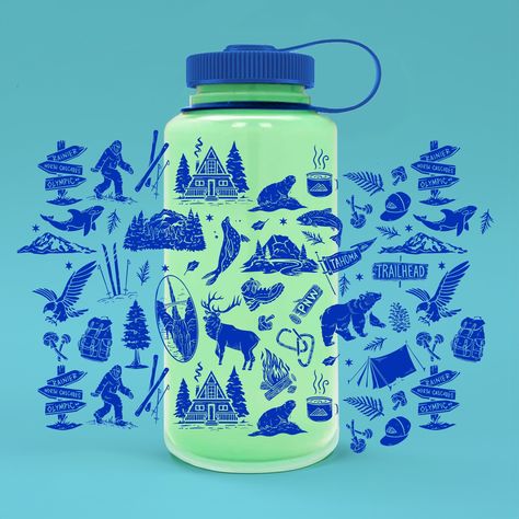 Keep your water cool and your hands free with this lightweight, durable water bottle. The glow-in-the-dark green color is perfect for hikes, camping, or any other outdoor activity. #nalgene #waterbottle #hiking . #Nalgene_Water_Bottle_Aesthetic #Recycle_Bag_Design #Camp_Merch #Pacific_Northwest_Design Custom Hard Hats, Nalgene Water Bottle, Custom Car Stickers, Custom Wall Stickers, Nalgene Bottle, Hard Hat Stickers, Fire Orange, Custom Vinyl Decal, Custom Vinyl Stickers