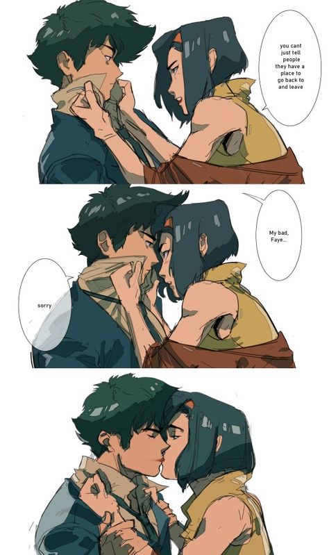 Cowboy Bebop Spike X Faye, Space Cowboy Drawing, Spike X Faye Cowboy Bebop, Spike Cowboy Bebop Manga, Faye Cowboy Bebop, Cowboy Bebop Art, Sweet Couple Cartoon, Cowboy Bebop Wallpapers, Cowboy Bebop Faye