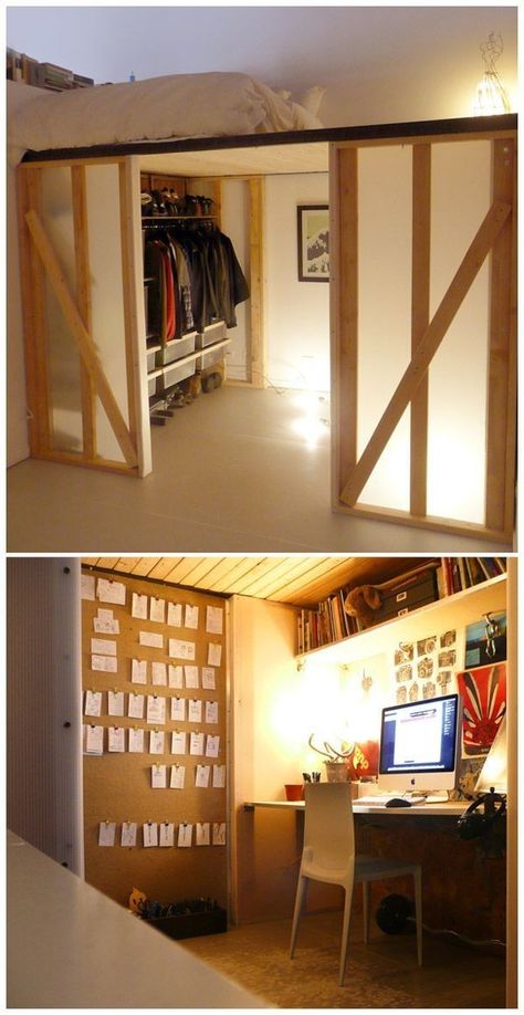 Small Bedroom Bed, Compact Room, Small Bedroom Decorating, Bed Closet, Diy Loft Bed, Bed Platform, Budget Bedroom, Loft Room, Small Bedroom Decor