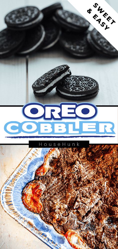 Satisfy your sweet tooth with this easy and delicious Chocolate Oreo Cobbler recipe! Layers of Oreos, sweetened condensed milk, Cool Whip, and chocolate cake mix topped with sliced butter, all baked to golden perfection. Perfect for a family gathering, potluck, or special occasion. Customize it with your favorite toppings like chocolate chips or chopped nuts. Serve with a cold glass of milk or a scoop of vanilla ice cream. Make it ahead of time and store in the refrigerator or freeze for later. Oreo Sweetened Condensed Milk, Oreo Cobbler, Chocolate Cobbler, Chocolate Oreo, Drink Inspiration, Cobbler Recipe, Chocolate Oreos, Oreo Dessert, Cocktail Desserts