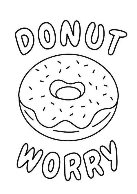 28 Super Fun Printable Donut Coloring Pages - Our Mindful Life Simple Food Coloring Pages, Printable Coloring Pages For Adults Simple, Simple Coloring Pages For Adults, Simple Colouring Pages, Easy Coloring Pages For Adults, Funny Coloring Pages, Donut Coloring Page, Donut Drawing, Simple Coloring Pages