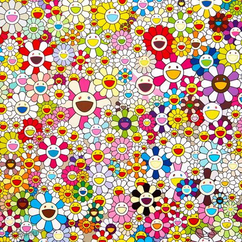 Murakami Flower Wallpaper, Takashi Murakami Prints, Murakami Artist, Noodle Packaging, Takashi Murakami Art, Iphone Edit, Vlone Logo, Cd Project, Murakami Flower