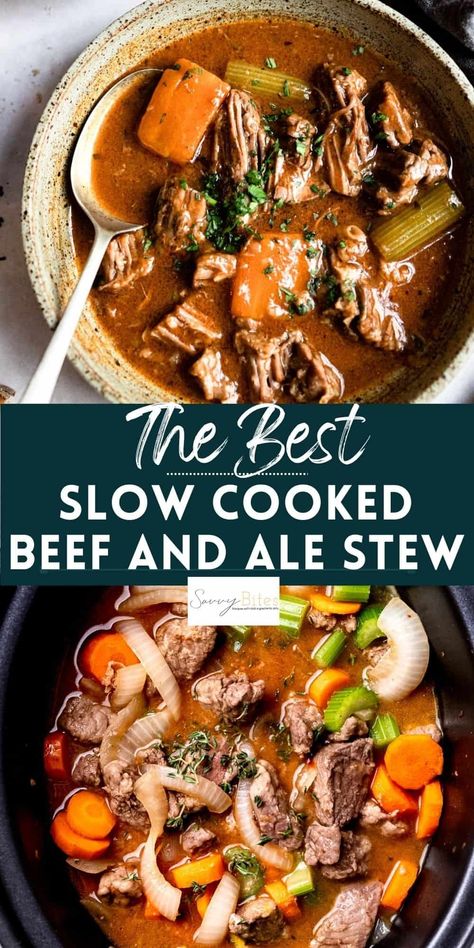 This beef and ale stew is slow-cooked until the beef falls apart and the liquid is thick, rich and hearty. All ingredients are from Aldi meaning that this stew is simple and affordable. Add this to your stewing beef recipes. Stewing Beef Recipes, Beef And Ale Stew, The Best Beef Stew, Best Beef Stew, Stewing Beef, Easy Beef Stew Recipe, Steak And Ale, Simple Family Meals, Crockpot Recipes Beef Stew