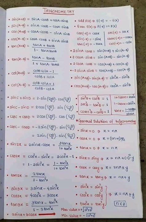 Trigonometry Chart, Trigonometry Table, Trigonometry Notes, Trigonometry Cheat Sheet, Trigonometry Formulas, Math Trigonometry, Notes College, Schul Survival Kits, Sin Cos