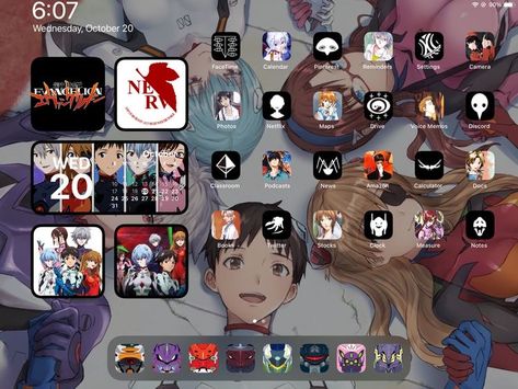 Ipad Layout, Ipad Air Wallpaper, Cute Home Screens, Widget Design, Neon Evangelion, Anime Villians, Phone Inspiration, Editing Inspiration, Iphone App Design