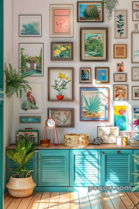 Colorful Gallery Wall, Green Couch Living Room, Gallery Wall Ideas, Gallery Ideas, Green Couch, Dorm Wall Decor, Gallery Wall Inspiration, Dorm Walls, Maximalist Decor