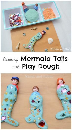 Play dough mermaid tails activity for developing creativity and fine motor skills in an under the sea theme Dough Ideas, Pirate Activities, Sea Activities, Eyfs Activities, Playdough Activities, Nursery Activities, Invitation To Play, Under The Sea Theme, Mermaid Tails