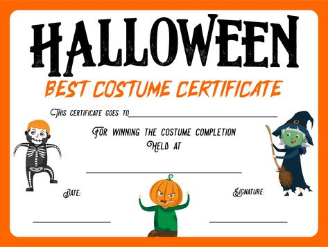 Halloween Costume Party Awards, Diy Halloween Awards, Halloween Costume Contest Categories, Halloween Costume Contest Awards, Halloween Certificates Printable Free, Costume Contest Certificate Printable, Free Halloween Costumes, Bad Halloween Costumes, Halloween Costume Awards