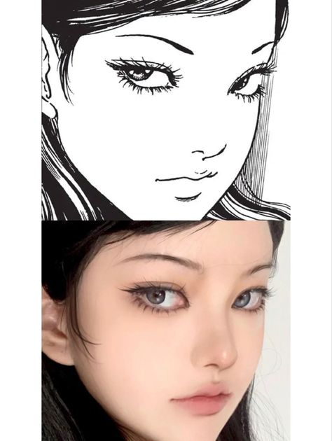 Anime Eyelashes Drawing, Sleepy Eyes Anime, Sleepy Eyes Drawing, Sleepy Eyes Makeup, Tomie Makeup, Anime Makeup, Doll Eye Makeup, Idee Cosplay, Sleepy Eyes