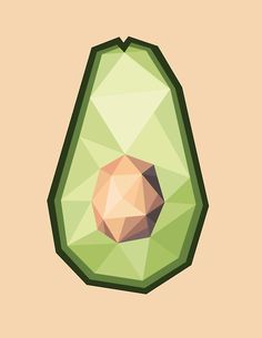 Adobe Illustrator Art, Avocado Cartoon, Avocado Art, Fruit Cartoon, Poly Art, Polygon Art, Low Poly Art, Geometric Forms, Fruit Illustration