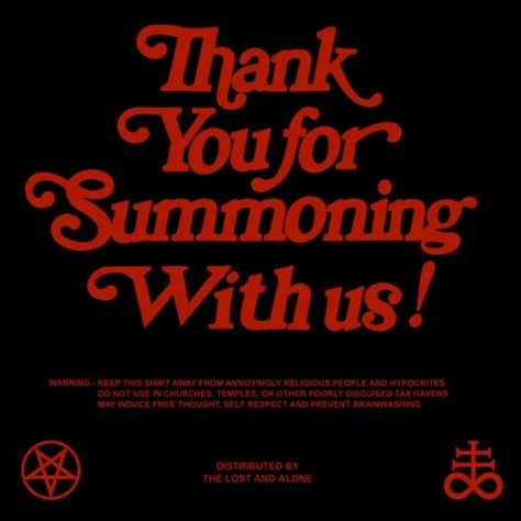 Riff on the ubiquitous Bookman Font Thank you for shopping with us bags, but you know, in my style. Have to be unique in my own weird way. #satanic #demonic #antireligious #evil #summoning #horror #goth #witch #witchcraft #blackmagic #design #typography #type #graphicdesign #tee #tshirt Bookman Font, Goth Witch, Blackmagic Design, Religious People, Design Typography, Self Respect, Black Magic, Witch, Typography