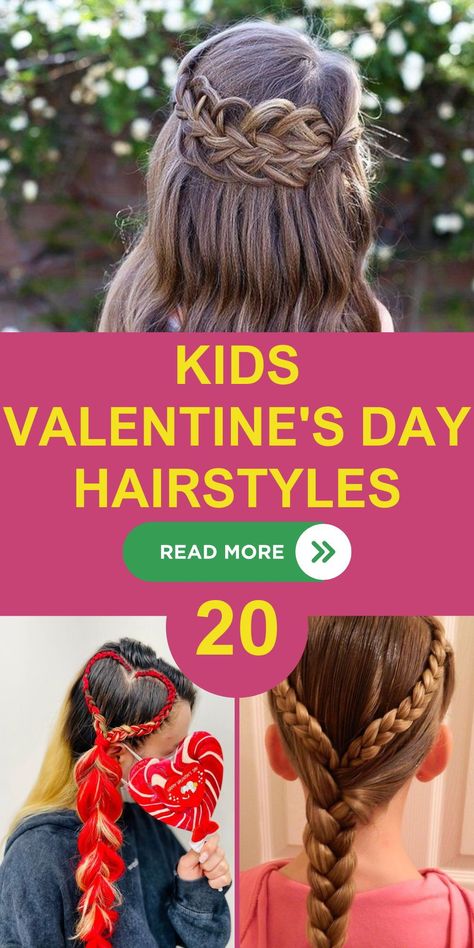 Transform your child's look this February with our exciting ideas for kids valentine's day hairstyles 2024. From easy, breezy styles to sophisticated heart braids, we cater to all hair lengths including short hair and black hair textures. Let your child shine with a hairstyle that's as unique as they are. Quick Styles, Childrens Hairstyles, Valentines Hairstyles, Pinterest Cute, Day Hairstyles, Heart Braid, Hairstyles 2024, My Funny Valentine, Bouncy Curls