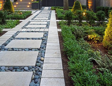 Blu Grande Smooth - Patio Slabs | Techo-Bloc Front Walkway Landscaping, Farmhouse Exteriors, Sunken Patio, Gravel Landscaping, Backyard Walkway, Walkway Landscaping, Side Yard Landscaping, Outdoor Walkway, Patio Slabs