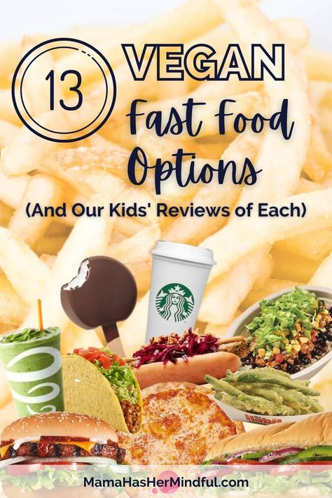 Need a quick (plant-based) bite? From burgers and tacos to drinks and dessert, here are 13 vegan fast food options for families—and our kids’ honest review of each. Vegan Family | Vegan Fast Food | Vegan Food #veganfood #whatveganseat #vegan Dairy Free Fast Food, Fast Food Vegan, Vegan Fast Food Options, Healthy Fast Food Options, Lazy Vegan, Road Trip Food, Vegan Junk Food, Vegan Fast Food, Vegan Guide