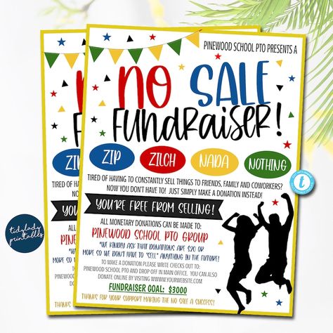 NO Sale Fundraiser Flyer, PTO Fundraiser, School Fundraiser, Raffle Fundraiser, Sport Fundraiser, Pta Church School Charity, Easy Fundraiser - Etsy Raffle Fundraiser, Pta Organization, School Council, Fundraiser Raffle, Organization Business, Sports Fundraisers, Unique Fundraisers, Pta Fundraising, Easy Fundraisers