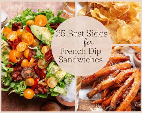 What to serve with French Dip Sandwiches: 25 Easy Sides French Dip Sandwich Sides, Scalloped Sweet Potatoes, Meatball Recipes Crockpot, French Dip Sandwiches, Dip Sandwiches, Sandwich Sides, Bean Chili Recipe, Salads To Go, French Dip Sandwich