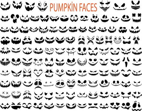 Punkin Carving Ideas Faces, Pumpkin Faces Ideas Cute, Pumpkin Faces Ideas, Pumpkin Mouth, Pumpkin Face Templates, Pumkin Ideas, Pumpkin Face Svg, Cute Halloween Clipart, Cute Pumpkin Faces