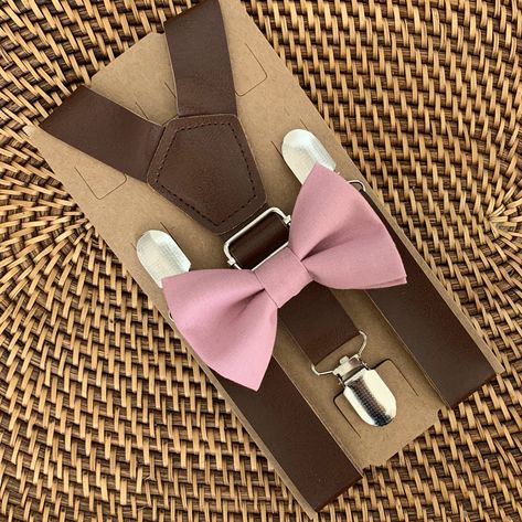 Dusty Rose Bow Tie, Bow Tie Ring, Wedding Suspenders, Tie Ring, Suspenders For Boys, Suspenders Wedding, Gentlemen Wear, Groomsmen Bowtie, Bearer Outfit