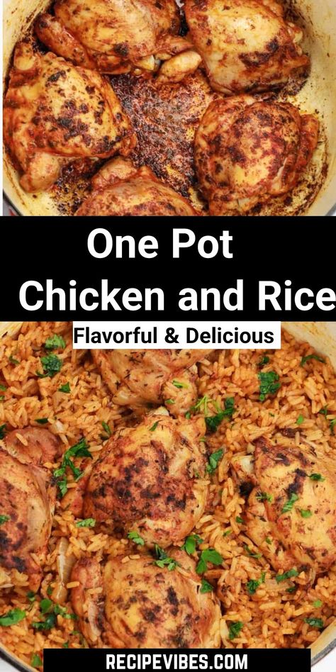 Chicken Thigh And Sausage Recipe, Boneless Skinless Chicken Thigh One Pot Recipes, Easy Chicken Thigh And Rice Recipes, Make Ahead Chicken Thigh Recipes, One Pot Chicken Thigh Meals, Chicken Thigh Recipes One Pot Meal, Bone In Chicken Thigh And Rice Recipes, One Pot Chicken Legs And Rice, Chicken Thigh Recipes And Rice