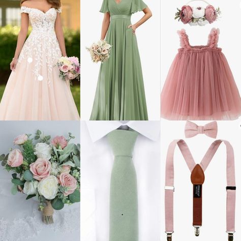 Sage green and pink wedding party ideas Blush And Sage Green Bridesmaid Dresses, Sage Green Pink And Tan Wedding, Sage Green And Blush Pink Bridesmaid Dresses, Sage Green And Blush Pink Wedding Theme, Sage Green And Pink Bridesmaid Dresses, Wedding Sage Green And Pink, Olive Green Blush Pink Wedding, Forest Green And Pink Wedding Theme, Raspberry And Sage Wedding