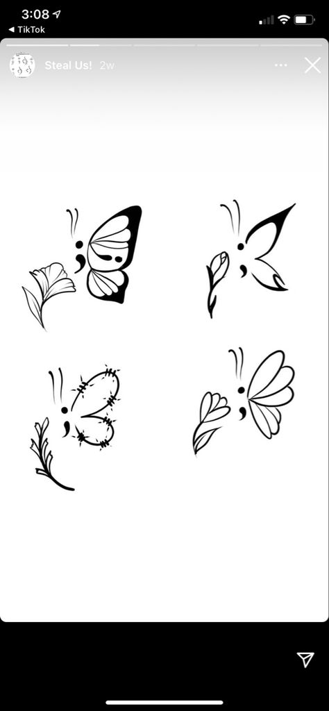 Cute Matching Butterfly Tattoos, Butterfly Flower Semi Colon Tattoo, Semi-colon Tattoo Butterfly Wrist, Butterfly Tattoo With Semi Colon And Flowers, Buterfluffy Tattoo Meaning, Simple Tattoos For Beginners For Women, Rose Tattoo With Semicolon, Small Beginner Tattoos For Women, Antisocial Butterfly Tattoo