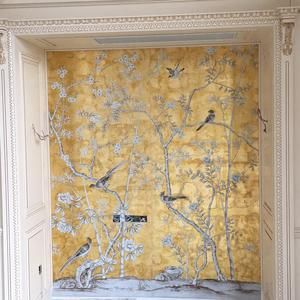 Chinoiserie Panel, De Gournay Wallpaper, Tapete Gold, Painted Bamboo, Wallpaper Panel, Hand Painted Wallpaper, Chinoiserie Wallpaper, Hand Painted Walls, Home Building Design