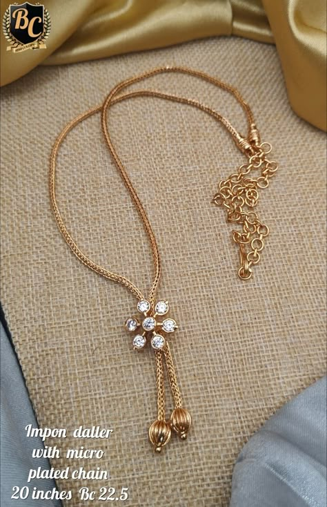 Daily Wear Gold Chains For Women Indian, Daily Wear Gold Chains, Fancy Gold Chain For Women, Dollar Chain, Gold Inspo, Antique Haram, Gold Chain For Women, Gold Jhumkas, Latest Earrings Design