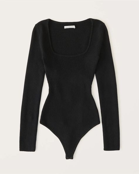 American Clothing, Basic Outfits, Sweater Black, Dream Clothes, Black Bodysuit, Long Sleeve Bodysuit, Outfits Casuales, Cute Tops, Farmhouse Kitchen