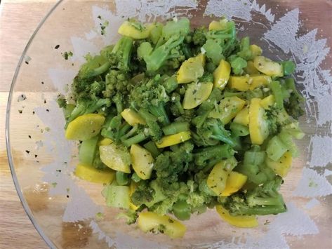 Broccoli Spears And Yellow Squash Recipe | CDKitchen.com Fried Yellow Squash, Yellow Squash Recipe, Sauteed Summer Squash, Sauteed Yellow Squash, Yellow Squash Casserole, Yellow Squash Recipes, Summer Squash Recipes, Olive Oil Garlic, Yellow Summer Squash