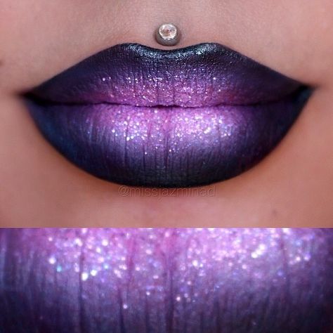 Dark Purple Glitter Lips using Melt Cosmetics Lipsticks, Sugarpill and Violet Voss Cosmetics By @missjazminad on Instagram Ombre Lipstick, Drag Make-up, Make Up Inspiration, Melt Cosmetics, Wonder Boys, Purple Lips, Ombre Lips, Lipstick Art, Smink Inspiration