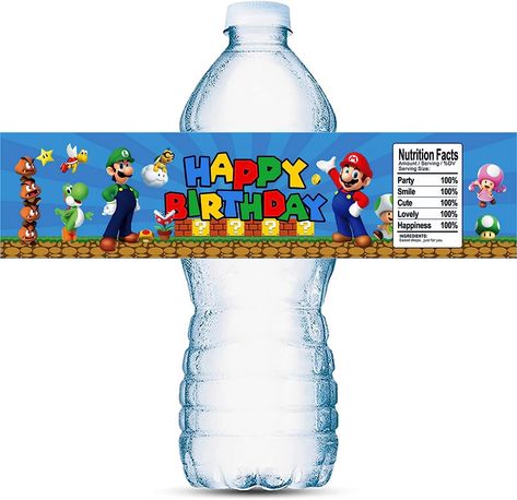 Super Bros Stickers Decorations Super Bros Party Decoration Super Mario Water Bottle Label Free, Mario Water Bottle Labels Free, Water Bottle Labels Free, Super Mario Bros Party, Mario Bros Birthday, Mario Bros Party, Super Mario Birthday Party, Mario Birthday Party, Super Mario Birthday