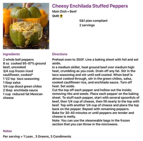 Enchilada Stuffed Peppers, Medifast Recipes, Green Diet, Cheesy Enchiladas, Lean Protein Meals, Lean And Green, Fall Recipes Healthy, Lean And Green Meals, Eating Light