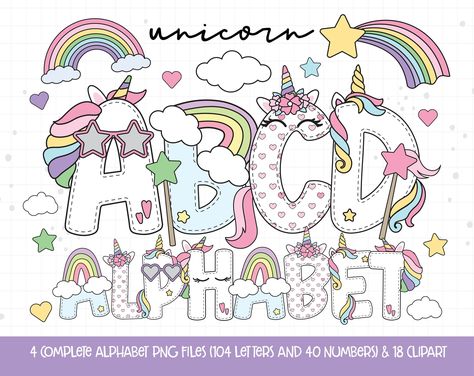 . Perfect for sublimation, t-shirts, tumblers, mugs, planners and more! #unicorn #clipart #kids . #Unicorn_Doodle #Doodle_Alphabet_Letters #Unicorn_Letters #Unicorn_Alphabet Unicorn Lettering, Unicorn Doodles, Unicorn Doodle, Unicorn Letters, Unicorn Alphabet, Name Drawings, Font Png, Unicorn Png, Unicorn Clipart