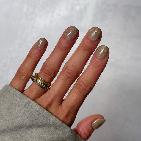 Glittering Greige This week's best seller! Get yours before they run out! Nail With Rhinestones, Grey Nail, Gray Nails, Nail Sizes, Rhinestone Nails, In Design, Almond, Glitter, Hand Painted