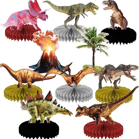 Amazon.com : Jurassic World Party Supplies Decorations Centerpieces For Birthday Party, Dinosaur Centerpieces, Centerpieces For Birthday, Kids Party Centerpieces, Honeycomb Table, Safari Animals Birthday, Dinosaur Party Supplies, Superhero Theme Party, Animal Baby Shower Theme