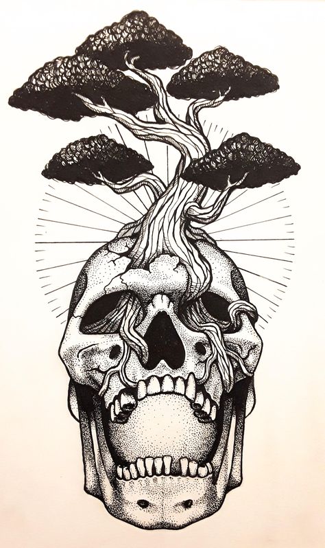 skull with flowers growing out - Google Search Tree Tattoo Drawings, Animal Skull Drawing, Egyptian Eye Tattoos, Tattoo Trash, Skeleton Flower, Tree Growing, Doodle Tattoo, Skeleton Art, Skull Drawing